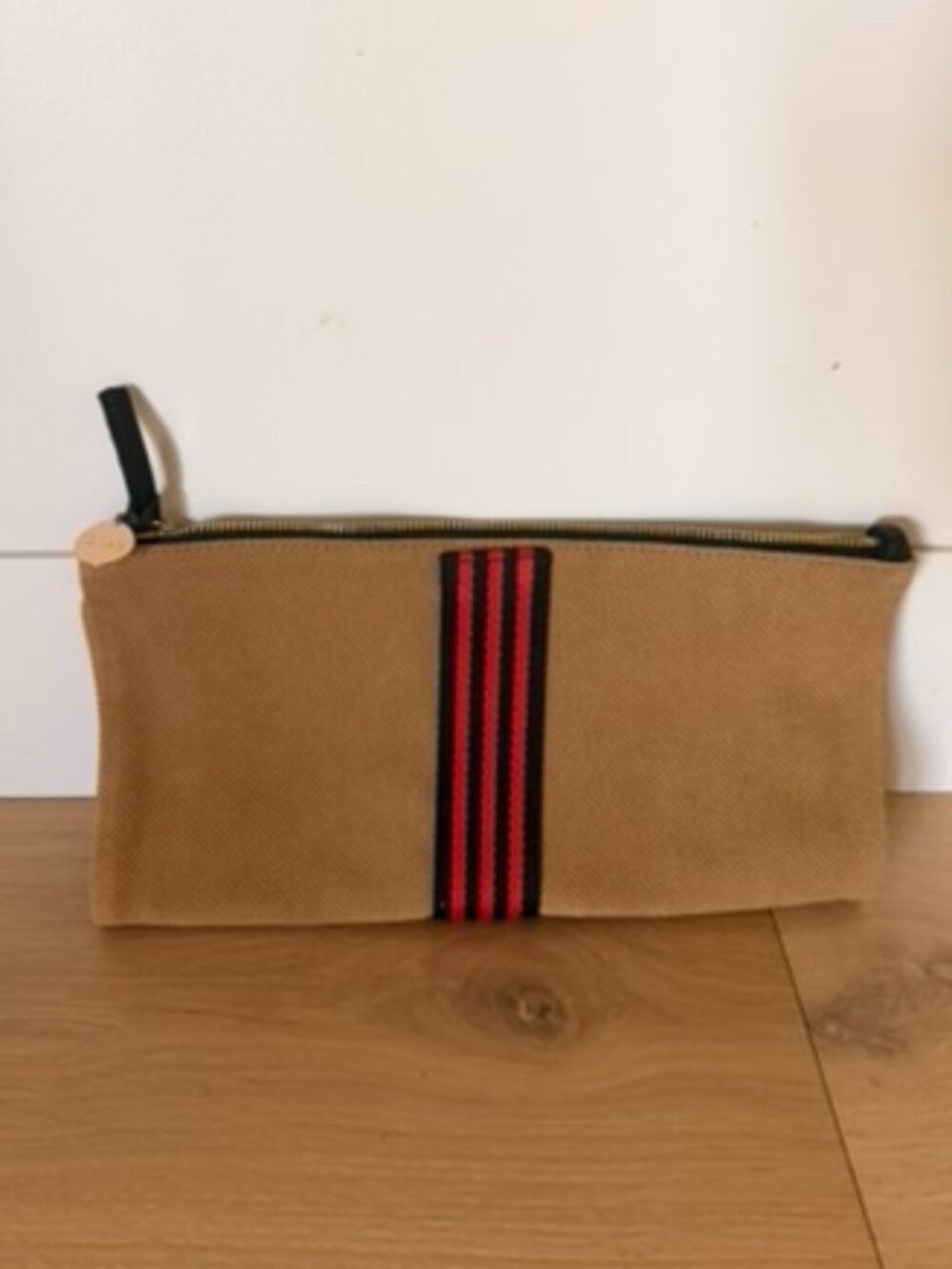 Clare V Foldover Clutch Camel Perforated Suede